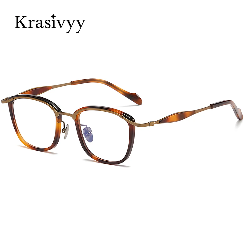 

Krasivyy Titanium Acetate Glasses Frame Men Brand Square Prescription Eyeglasses Frames Women Luxury Optical Full-Rim Eyewear