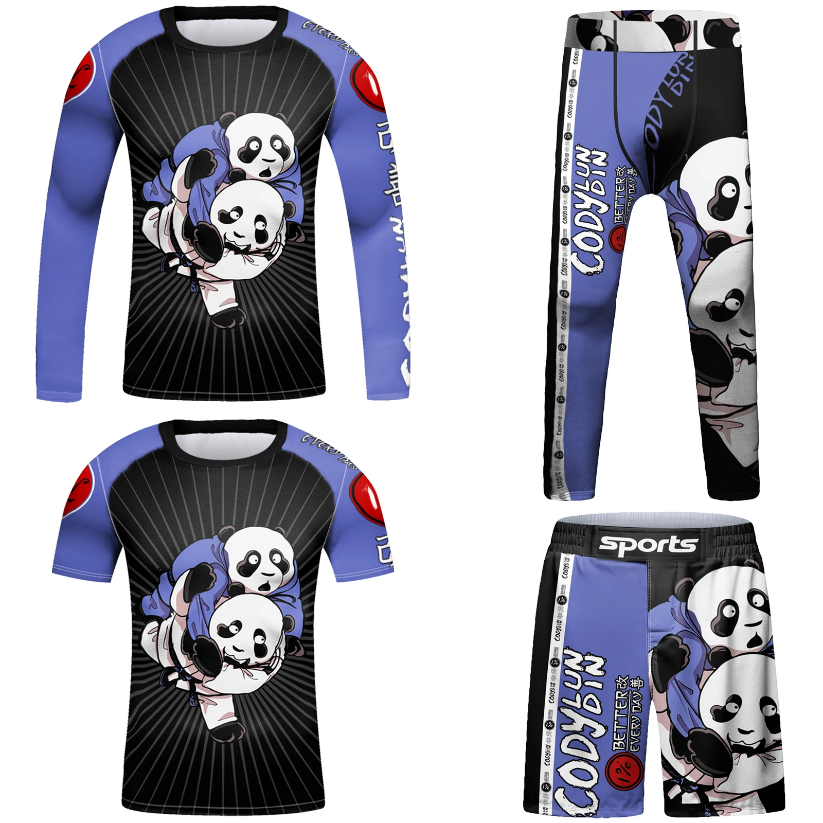 Cody Lundin High Quality Children's MMA BJJ Boxing Fitness Sport 4 Piece Sets Jiu jitsu Brazilian Muay Thai Shirts+Pants