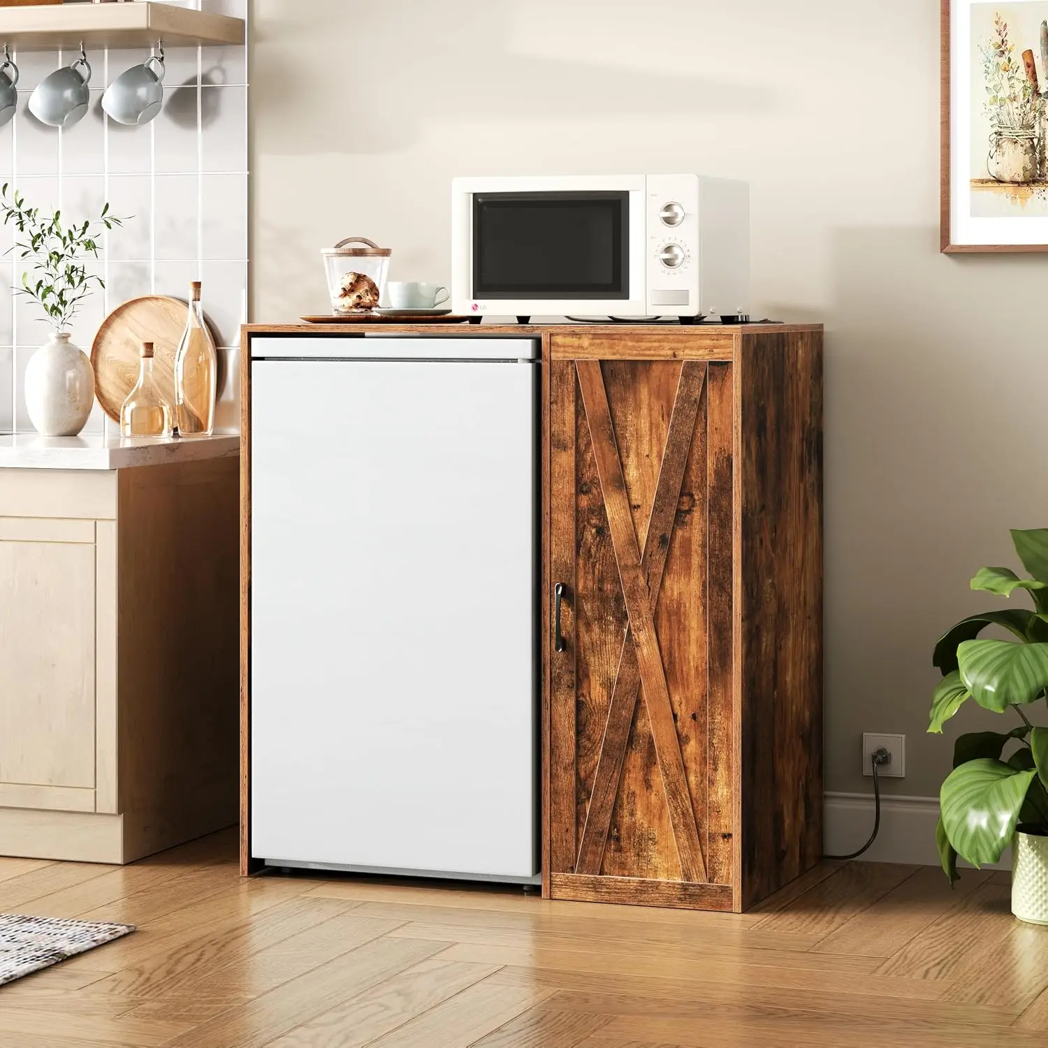 Mini Fridge Cabinet Coffee Bar 3-Tier Organizer Storage Kitchen Living Room, Customized