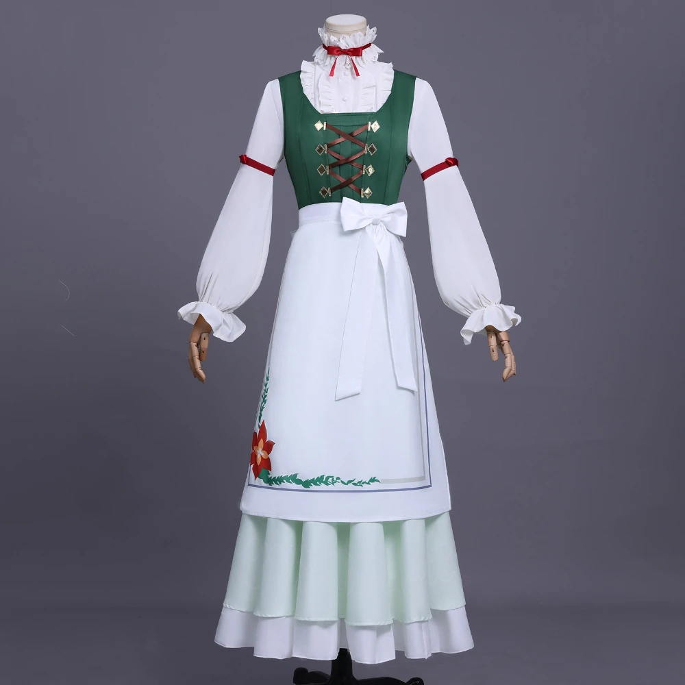 

Anime Frieren Beyond Journey's End Fern Cosplay Costume Dress Embroidery Apron Handkerchief Headscarf Daily Outfits