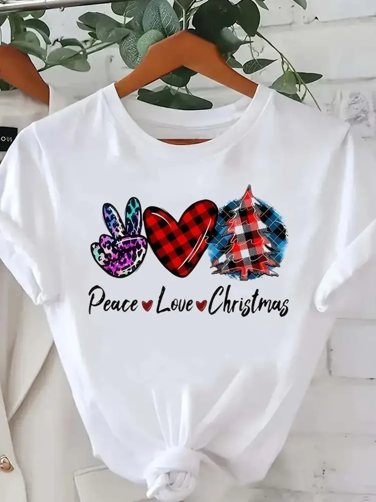 

Модные клетчатые футболки с принтом Love Trend, новогодние женские футболки, топ, одежда с Рождеством, праздничные футболки, одежда, футболки с графикой