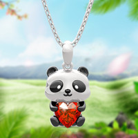 Cute Panda/Cat Ladies Fashion Pendant Necklace Exquisite Animal Heart Crystal Jewelry Anniversary Christmas Birthday Party Gift