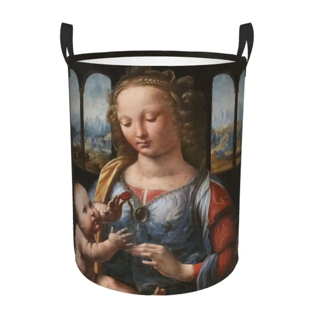 Custom Madonna Of The Carnation Laundry Hamper Large Clothes Storage Basket Leonardo Da Vinci Toy Bin Organizer for Boy Girl