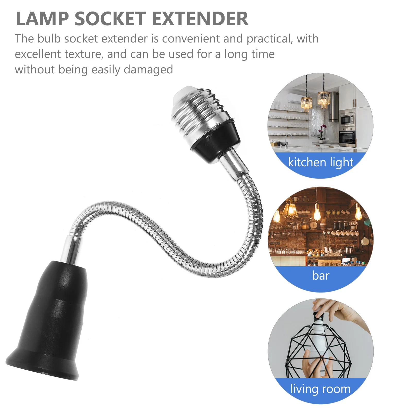 E27 المقبس لمبة موسع 29 سنتيمتر مقبس الإضاءة تمديد الحبل 360 درجة تدوير مادة Pbt طويلة الأمد سهلة الإعداد #5
