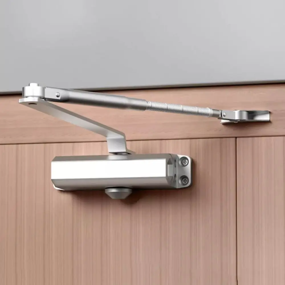 

25-85KG Automatic Door Closer Mute Soft Closing Adjustable Speed Hydraulic Buffer Silver Protective Door Residential Door Closer