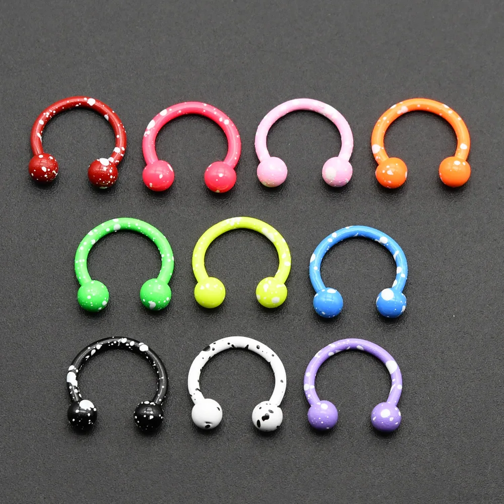 1 Set 16G Ball Spike Shape Stainless Steel Horseshoe Ring for Septum Piercing Eyebrow Nose Hoop Helix Tragus Conch Pierc Jewelry