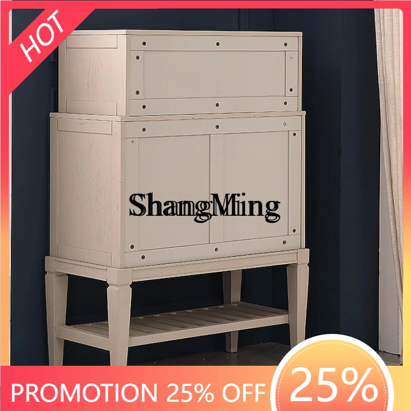 

CL light luxury light gray solid wood six-chest cabinet bedroom furniture all solid wood storage storage cabinet