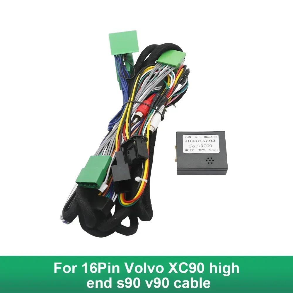 For Volvo XC90  high end s90 v90 cable Car 16Pin Wiring Harness Adapter Canbus Box Decoder Android Radio Power Cable