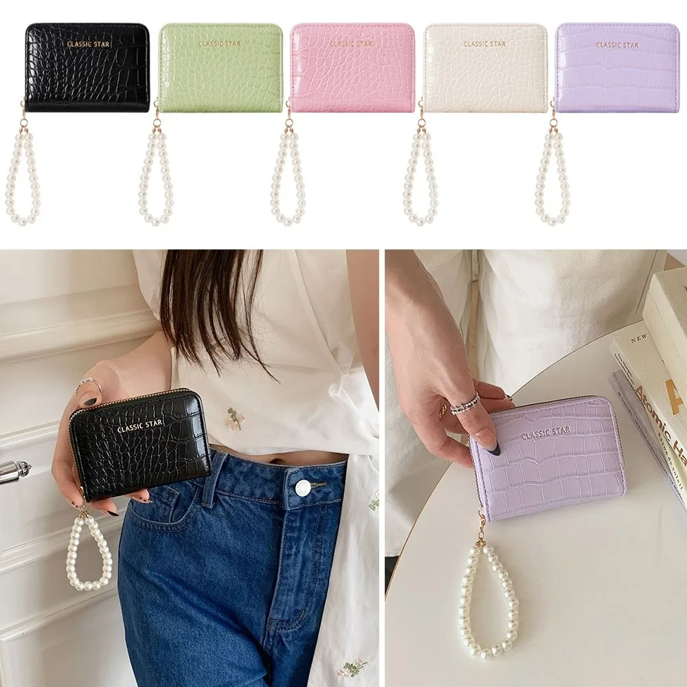 Durable Multifunctional Wallet PU Leather Solid Color Purse Zipper Coin Bag