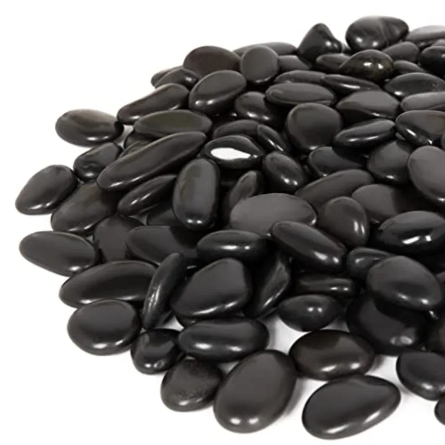 

30 Pound River Rocks Decorative Stones for Walkways Outdoor Landscaping Garden Yard 1 to 2 Inch Black Polished Pebbles for Plan