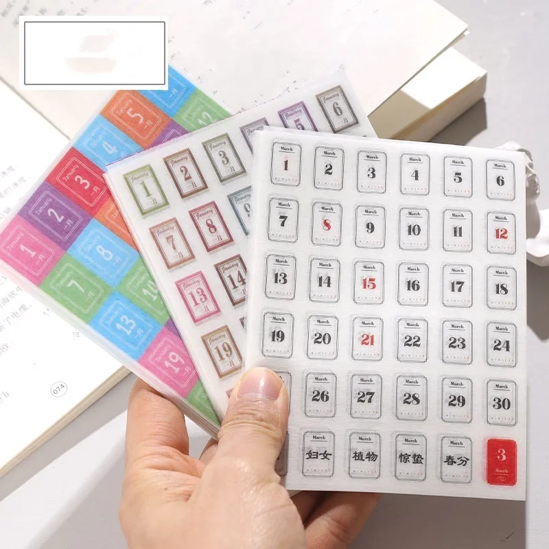 432 pcs 12 sheets calendar stickers date record sticker DIY hand account date materials