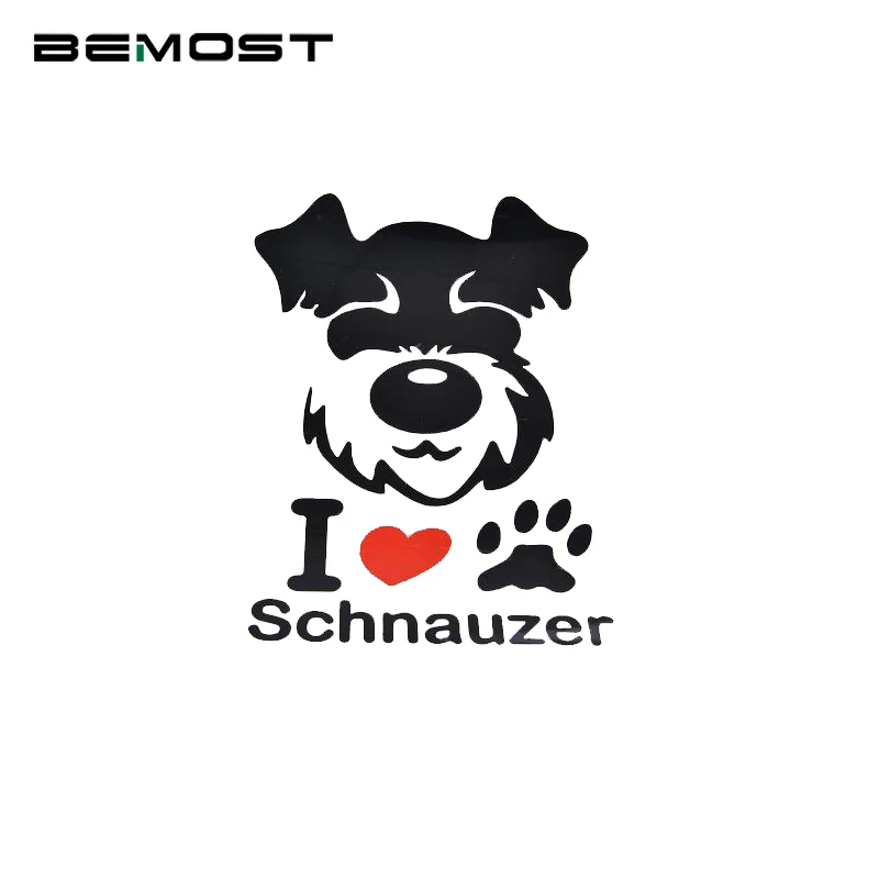 BROSHOO Car Stickers I Love Schnauzer Pet Dog Paw Car Styling Waterproof Decals Car Accessories Suitable for full body 11*15.5cm