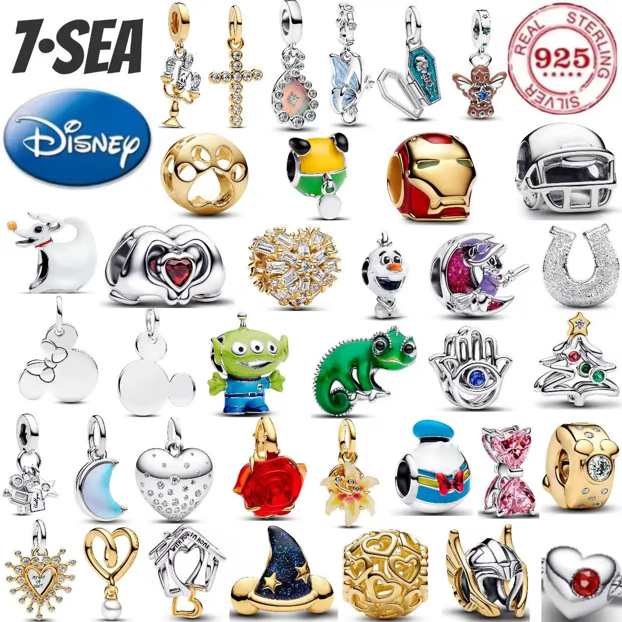 Disney lanzó el mejor producto en oferta: abalorios de árbol de Navidad de Mickey y Minnie camaleón de plata pura 925%, regalo de Navidad para joyería DIY de mujer