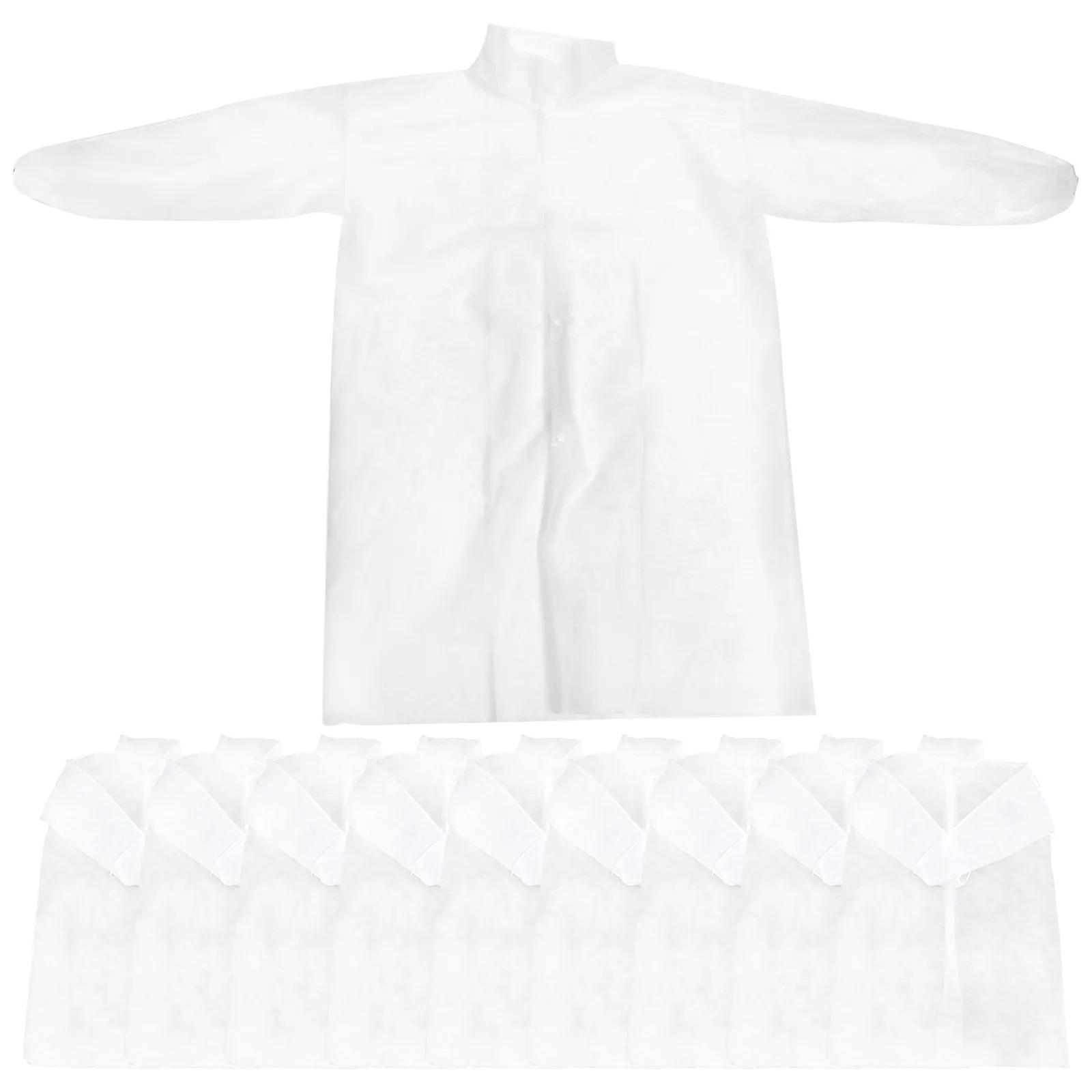 

10pcs Disposable Experimental Suit Lab Coat Long Sleeve Non-woven Fabric Adult Jacket White Laboratory Working Clothes
