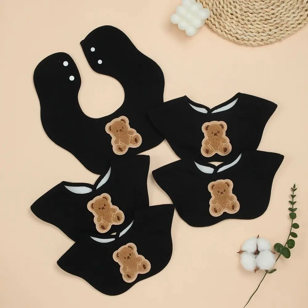 

Набор из 5 штук: Детские нагрудники из мягкой ткани, гипоаллергенные, однотонные, для новорожденных, с регулируемой застежкой, с рюшами (черные)