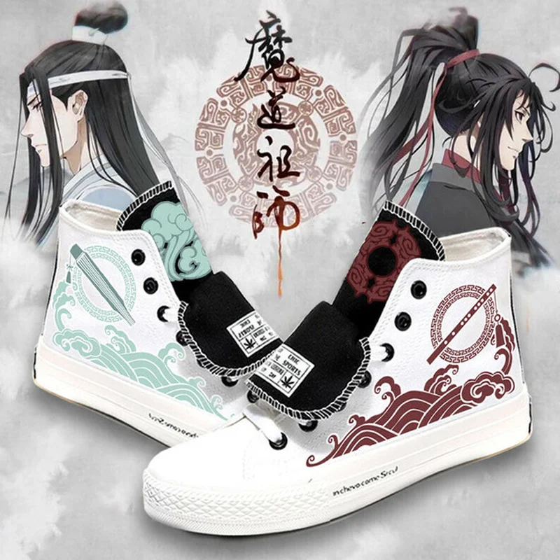 Anime Mo Dao Zu Shi Grandmaster of Demonic Cultivation Cosplay Lan WangJi Wei WuXian Women Canvas Sneakers Men High Shoes set