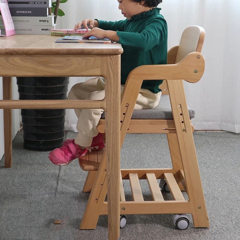 Study Stool Children's Wooden Furniture Eating Room Chairs School Kids Design Auxiliary Safety Silla Infantil Seats Growing JGY