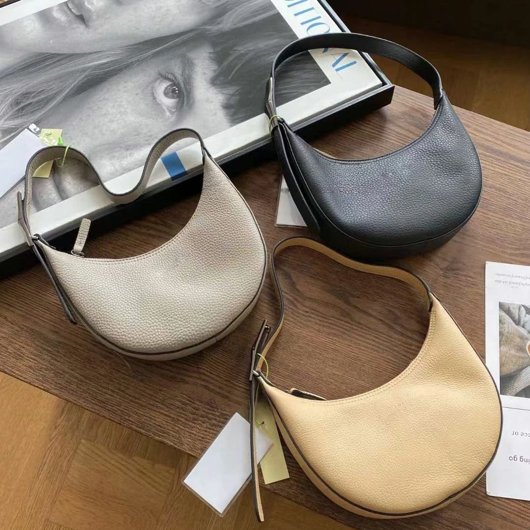 

French Fashion Hobo Series Crescent Lychee Soft Leather Famous Designer Brand Luxury Aesthetic Small Shoulder Saddle Bag Replic