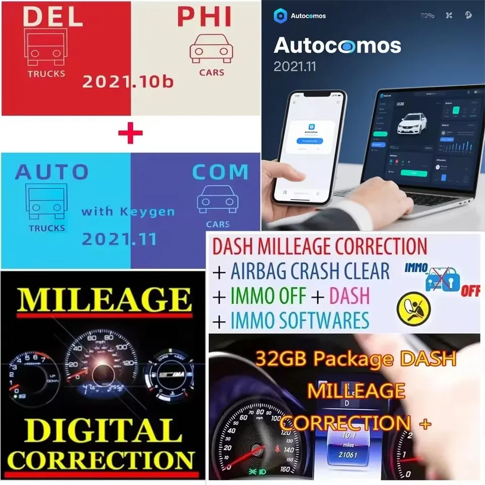 

DS 150 OBD2 Diagnostic Tool Auto 2021.11 COM+ Delphhs 2021.10b +Dash Mileage Correction Software Compatible with Bluetooth