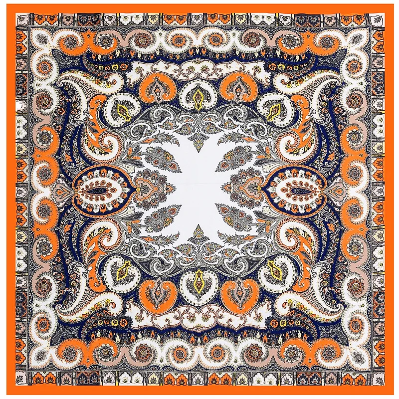 130cm Bohemia Paisley Square Scarf Luxury Design Brand Twill 100% Silk Scarf Women Kerchief Scarves For Ladies Fashion Shawl