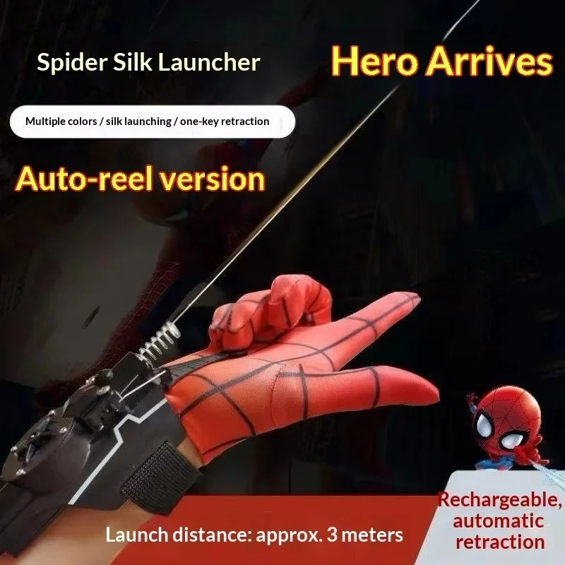 Electric Launcher Spider Hero Web Shooting Glove Toy with Magnet Cool Effect Interactive Role Play Costume Gift for Kid Age 5