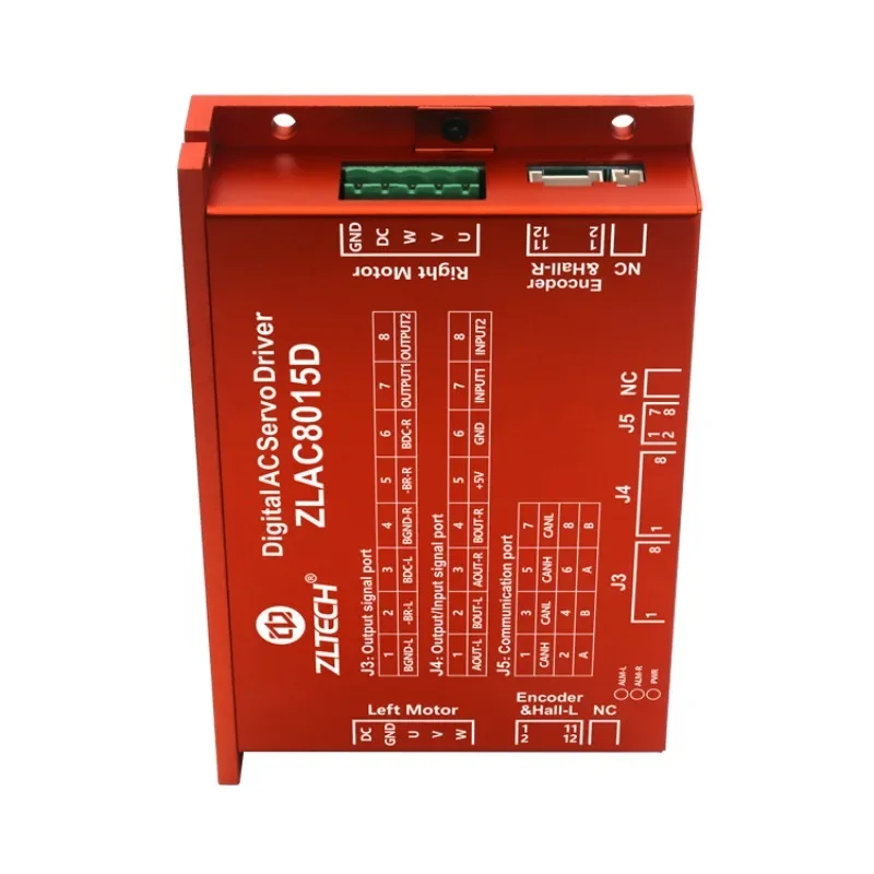 ZLTECH ZLAC8015D 3 Phase 24V-48V 15A 500W CANOPEN RS485 Dual Channel Brushless DC Hub Motor Controller Driver For Mobile Robot