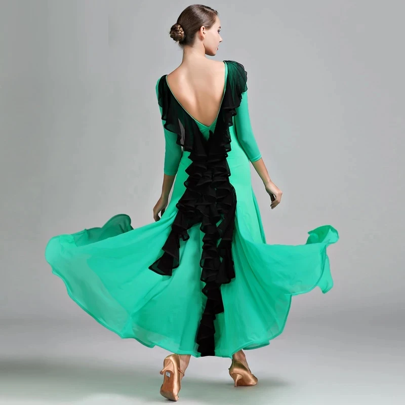 Lady Ballroom Dancing Dress Half Sleeve Waltz Dancing Suit Tango Dancing Wear National Standard Dance Dress Plus Size