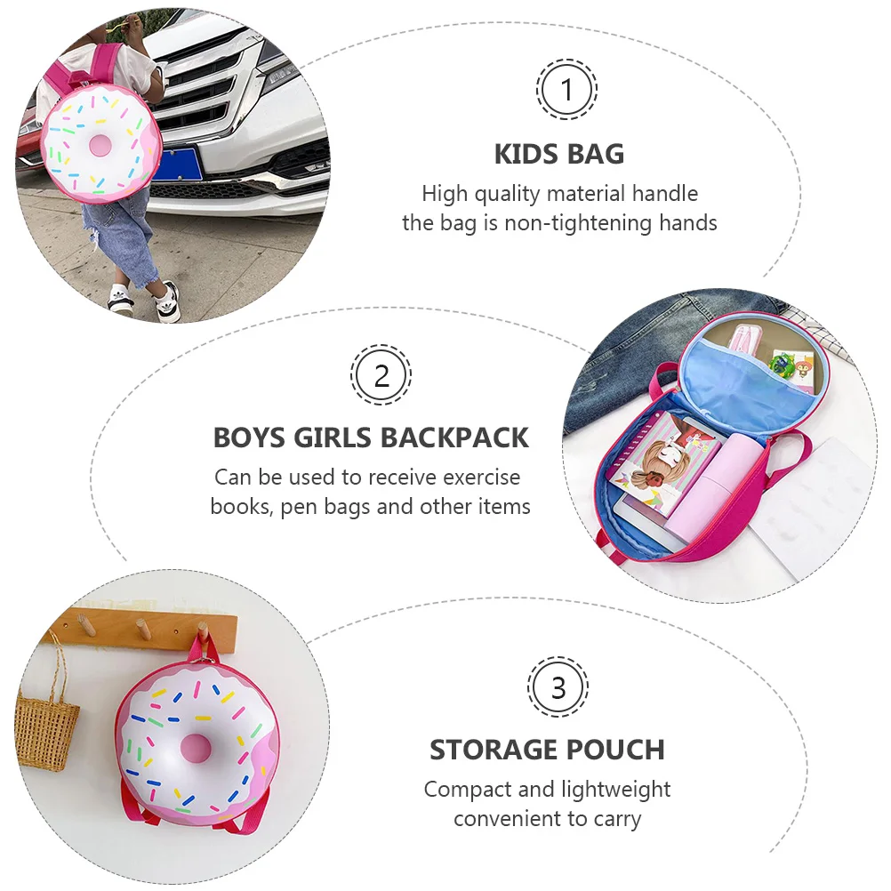 

Children Backpack ABS PC Material Portable Storage Pouch Boys Girls Bag Compact Lightweight Safe Donut Design School Backpack
