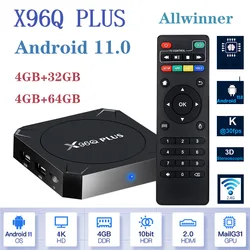 2023 Smart TV Set-Top Box X96Q Plus Android TV Box 11.0 4/64GB AllWinner 4K TV Box X96Q Media Player