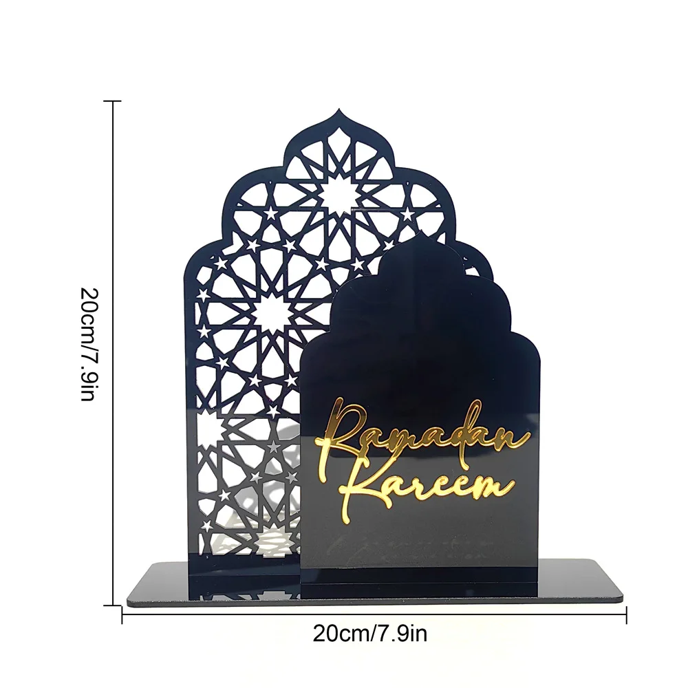 Acrylic Ramadan Kareem Ornament Black Gold Eid Mubarak Table Decoration Muslim Islamic Holiday Party Supplies Ramadan Favors