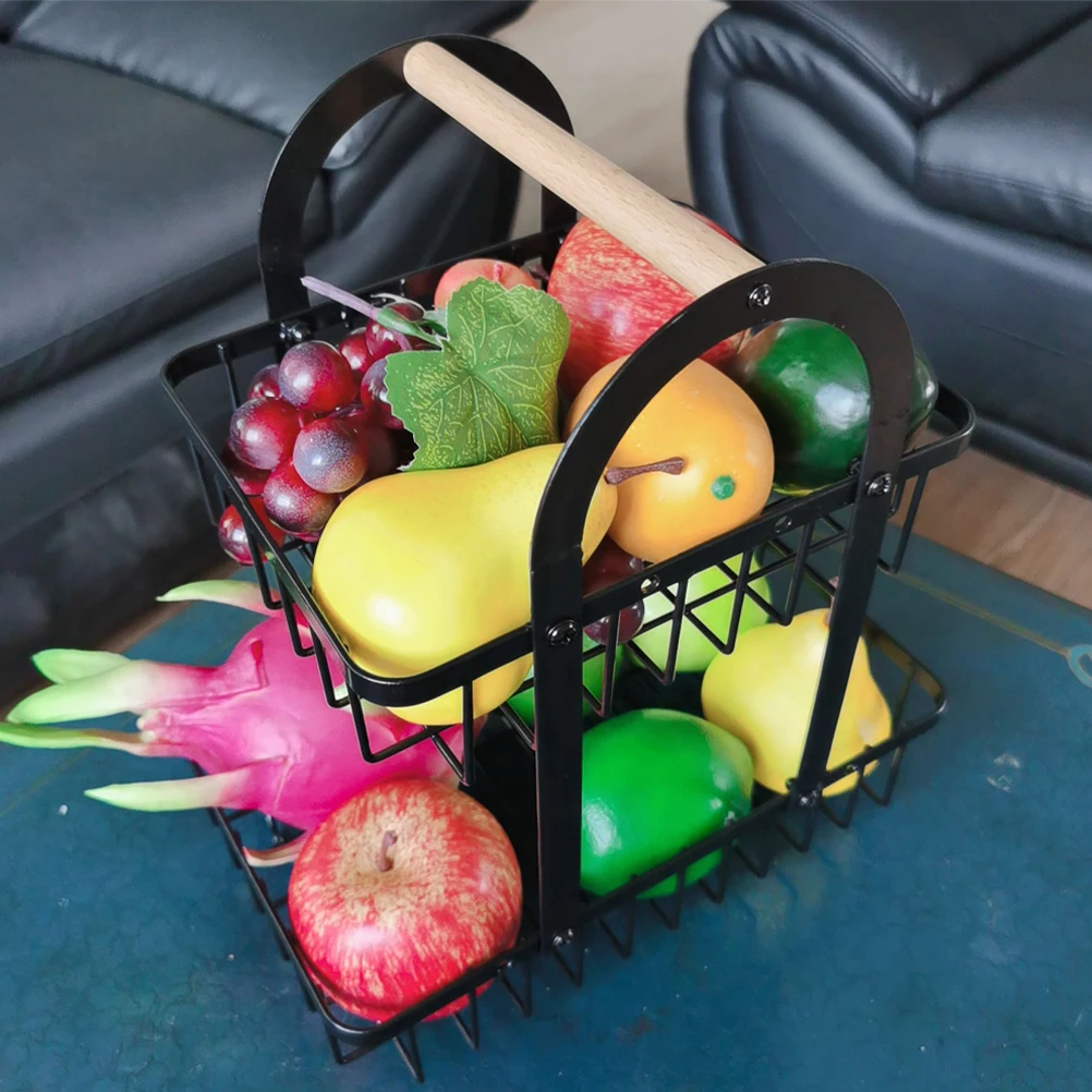 

Portable Detachable Fruit Basket Black Kitchen Organizer Household Stand Rack Household Fruit Holder Storage Solution