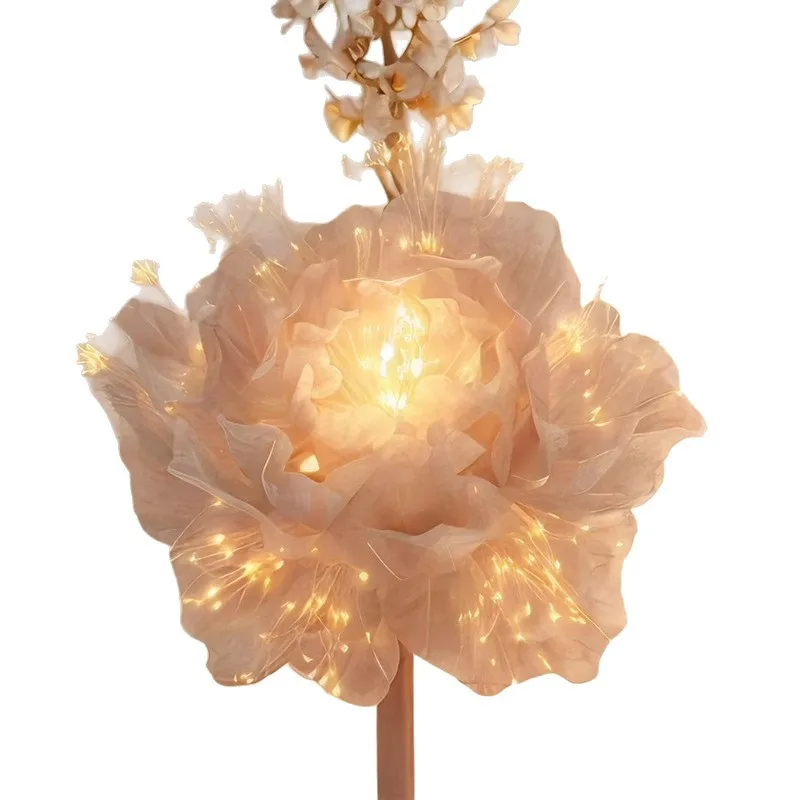 

Electric opening and closing flower moving flower machinery automatic induction simulation fake flower decoration floor lamp