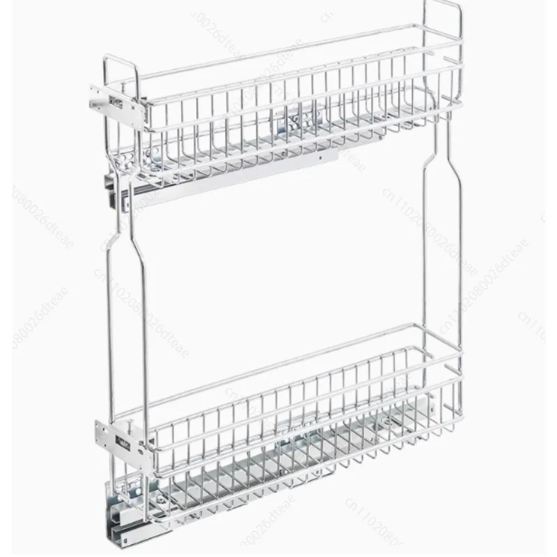

Kitchen cabinet drawer type side pull basket floor cabinet double layer extremely narrow basket storage buffer damping slide