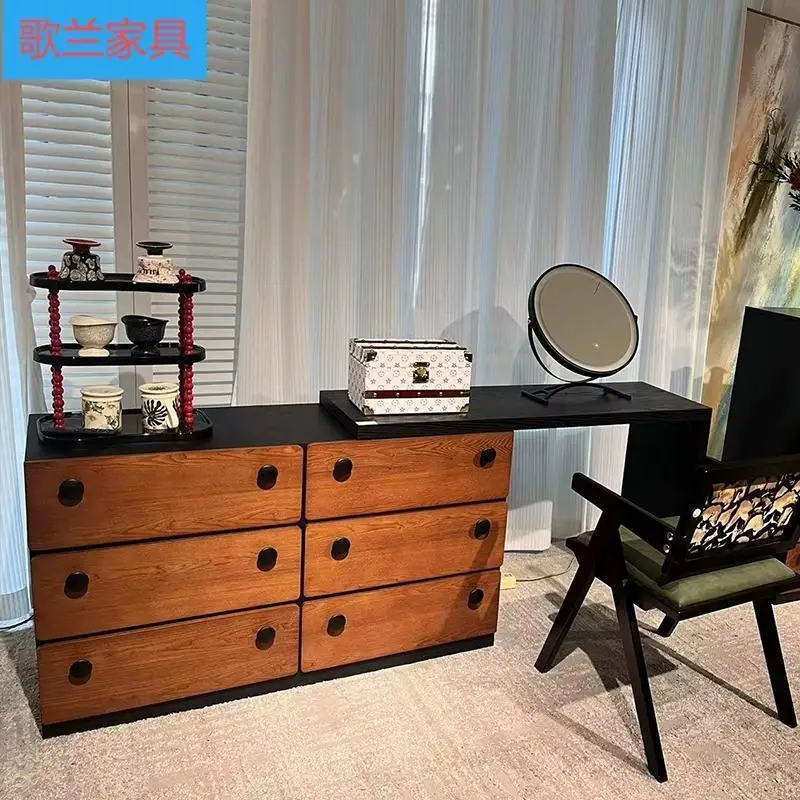 French antique style living room wall storage cabinet solid wood four five six bucket dresser integrated cabinetdining side cab