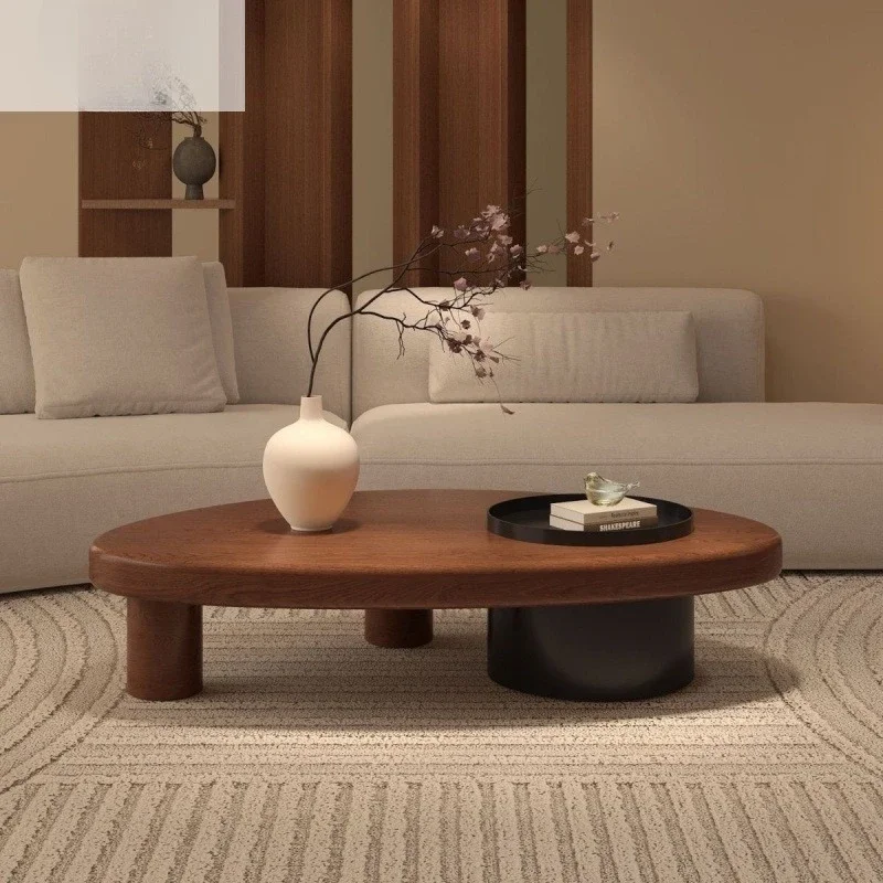 

m Cross-border medieval style solid wood simple coffee table living room home special-shaped tea table storage creative log m