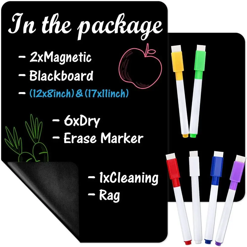 Refrigerator Sticker PET Blackboard Stickers Magnetic Schedule Magnetic Drawing Board Black Removable Gifts