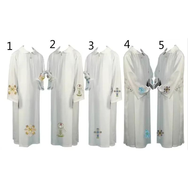 Clergy Robes Catholic Church Utensils Priest Robe White Church Gown Costume Christian Religious Etiquette Supplies