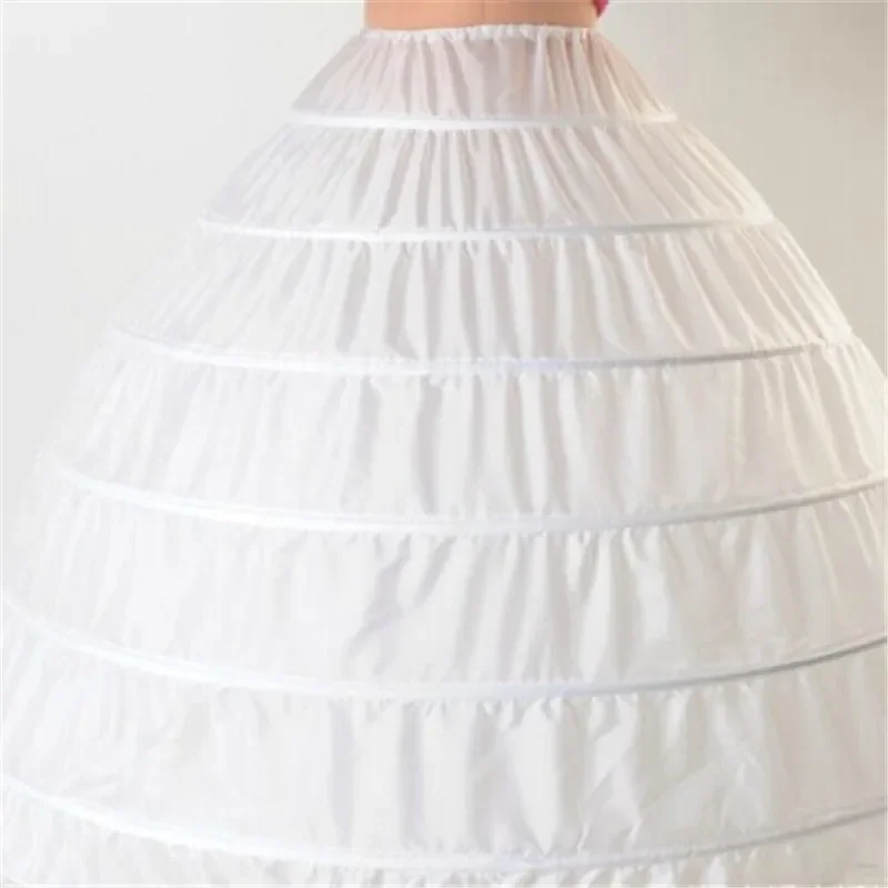 Weißer 6-Reifen-großer Petticoat für Damen, bodenlang, langer, bauschiger Braut-Krinoline-Unterrock für Ballkleid-Hochzeitskleid