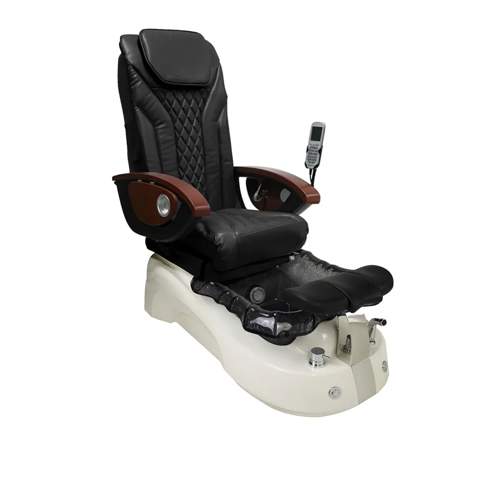 

Pedicure Chair White/Black Stylish Pedicure Tub w/Discharge Pump & Pipe-Less Magnetic Jet Pedicure Spa