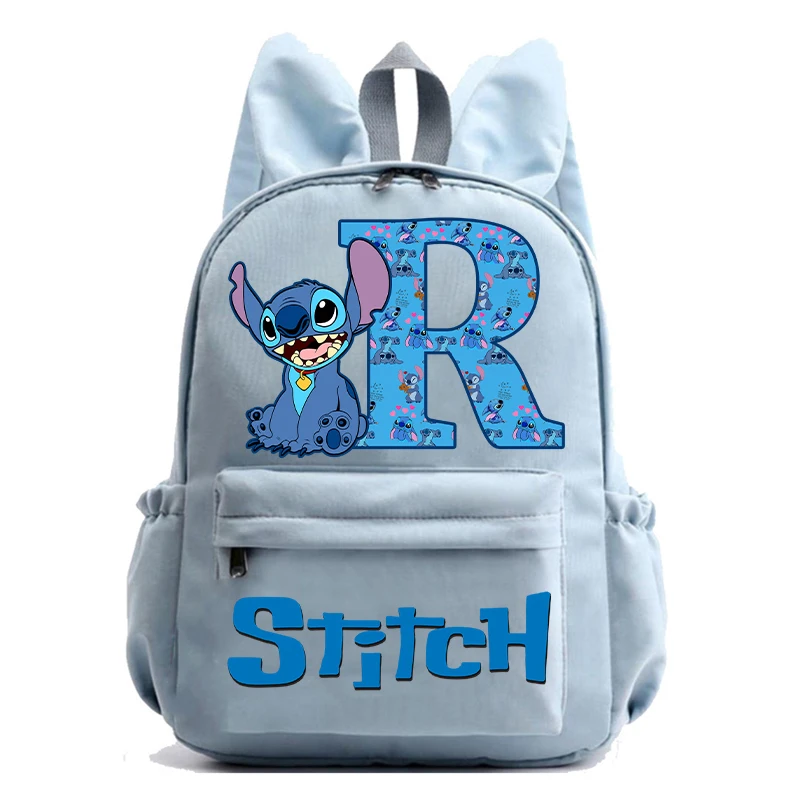 Mochila con estampado de letras de dibujos animados para niños, mochilas escolares de gran capacidad, regalos de cumpleaños, Stitch, Disney, nuevo