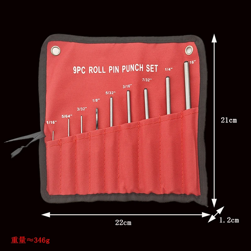 9Pcs Tactical Roll Pin Punch Set Hunting Remover Pin Punch Tools Kit Heavy Duty Steel Pistol Accessories Round Head Pins Tools