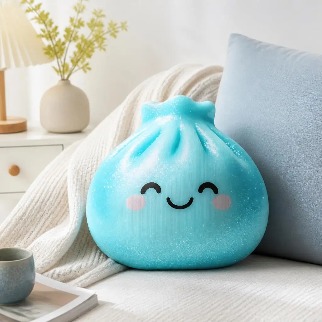 Kawaii Squishy Dumpling Shaped Stuffed Throw Pillow Cute Cartoon Cushion Sofa Home Decor Bedroom Accent Gift