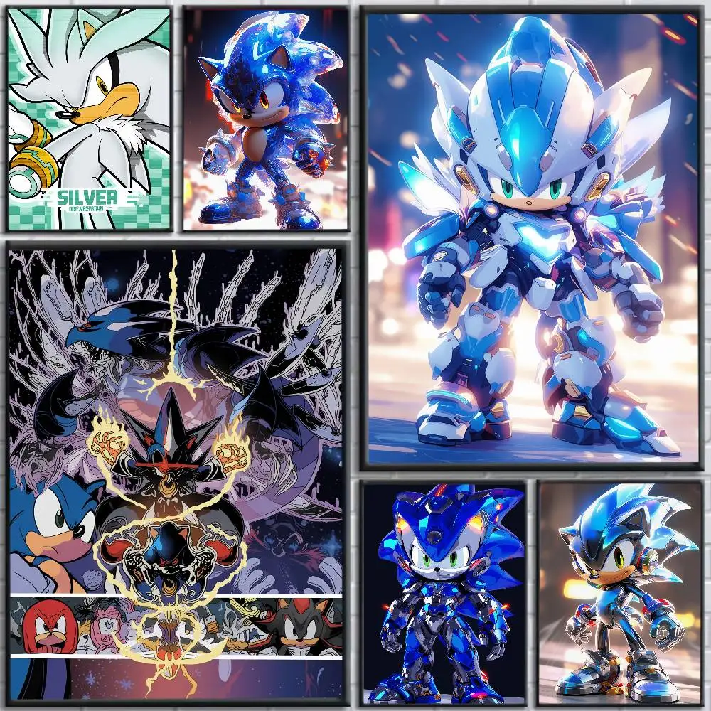 Sonic the Hedgehog Anime Poster, HD Stickers, Waterproof Print, Wall Art for Bedroom and Living Room Decor