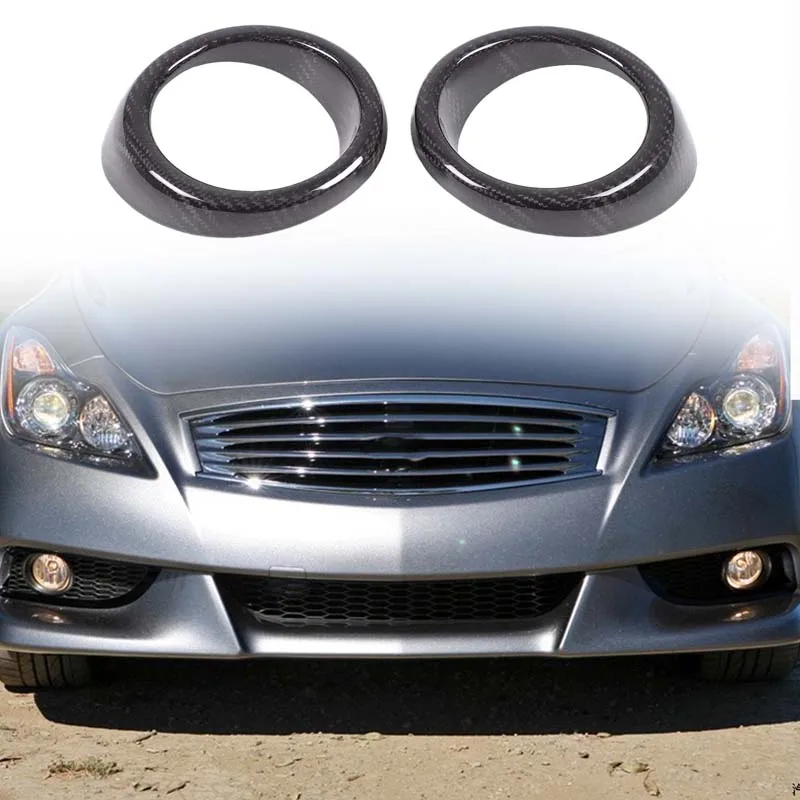 

2Pcs Real carbon fiber For 2010-2013 Infiniti G25 G37 car front fog light bezel decorative sticker car protection accessories