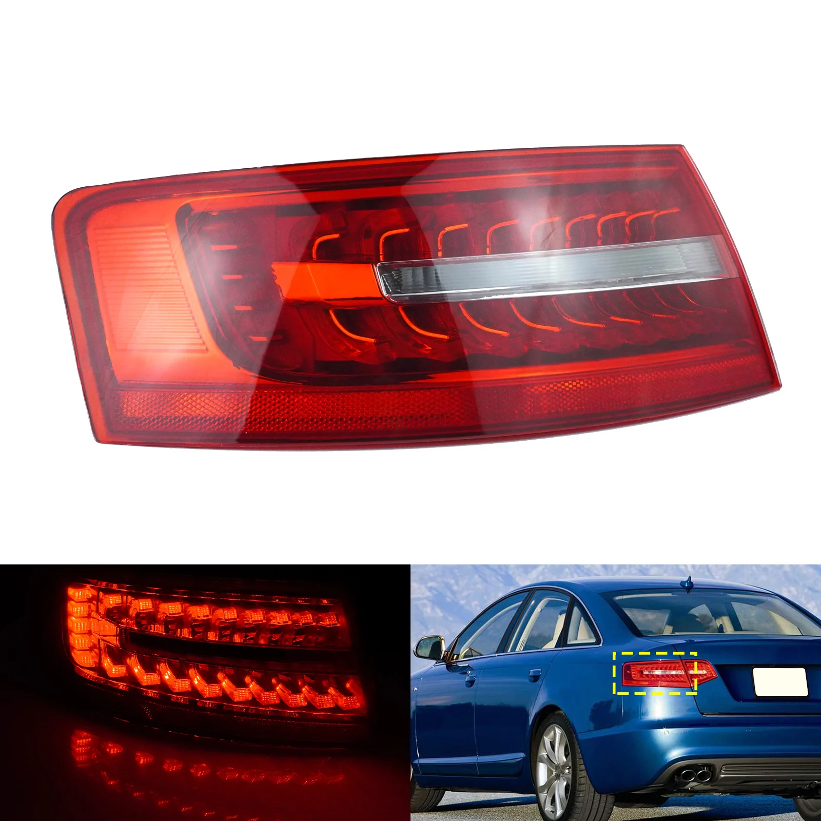 Left Rear Outer Auto Car LED Brake Stop Light Lamp Assembly Tailight for Audi A6 S6 4F 2009 2010 2011 Car Lamp Plug and Play