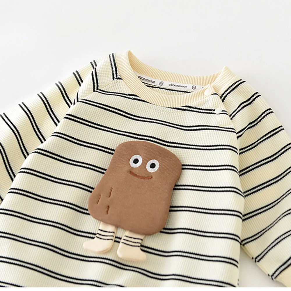 Spring New Striped Cartoon Toddler Infant Baby Jumpsuit Rompers Long Sleeve Outfit Costume Things for Babies