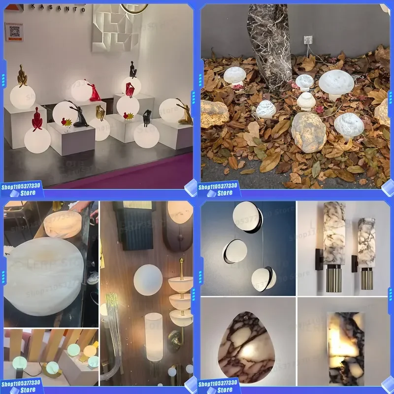 Modern LED Table Lamp with Natural Translucent Marble Stone Shade Customizable Size for Indoor Living Room Bedroom Decor