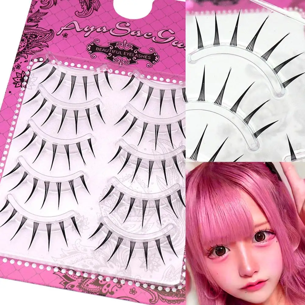 Ciglia finte per bambole Gyaru giapponesi, punte drammatiche, lunghe, trasparenti, con fascia invisibile, estremità affusolate per occhi grandi, stile anime manga