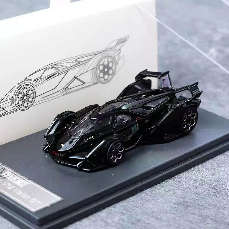 LMF1:64 Lamborghini V12 VGT concept car alloy die-casting car model, small proportion ornaments ,a creative gift for boys.