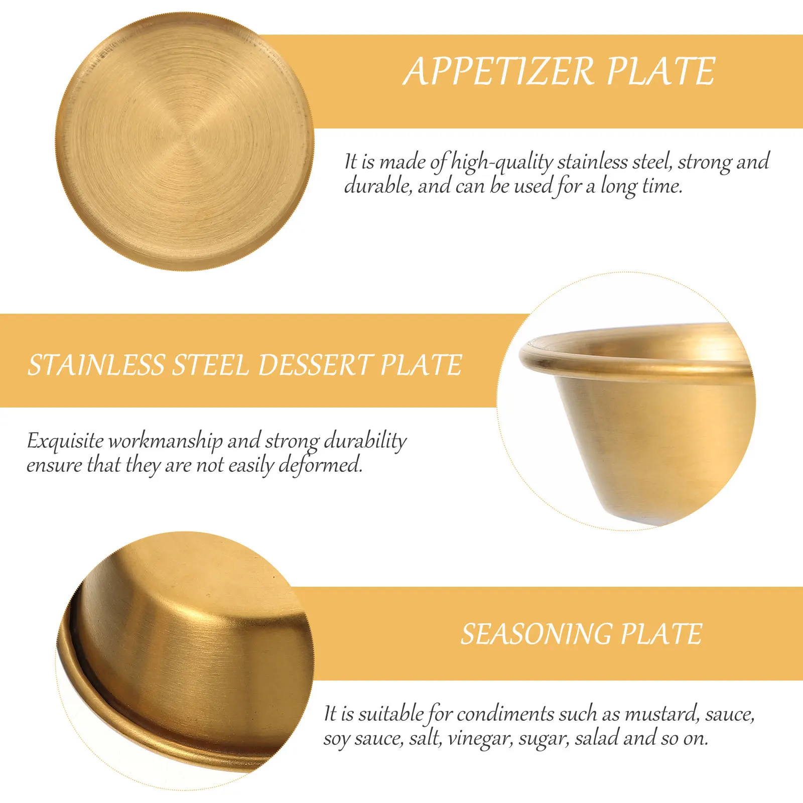 

4Pcs Stainless Steel Sauce Plates 7cm Soy Sauce Dish for Kitchen Bbq Catering Restaurant Appetizer Serving Plate